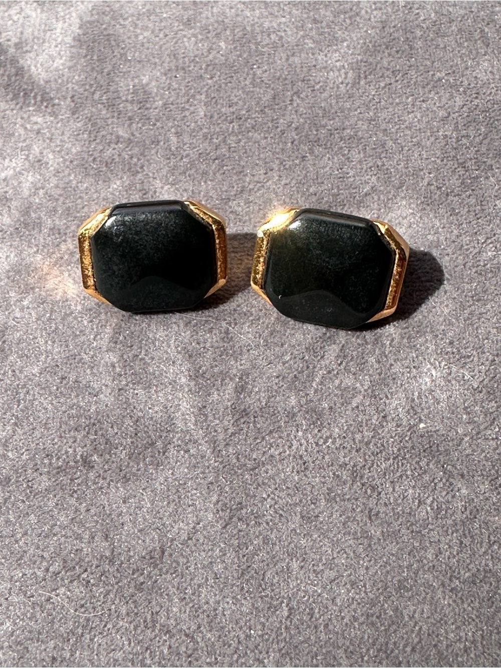 Trifari Black and Gold Octagon Clip-On Earrings